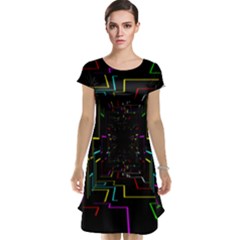 Seamless 3d Animation Digital Futuristic Tunnel Path Color Changing Geometric Electrical Line Zoomin Cap Sleeve Nightdress by Mariart