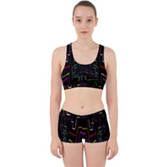 Seamless 3d Animation Digital Futuristic Tunnel Path Color Changing Geometric Electrical Line Zoomin Work It Out Sports Bra Set