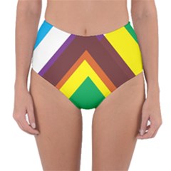 Triangle Chevron Rainbow Web Geeks Reversible High-waist Bikini Bottoms