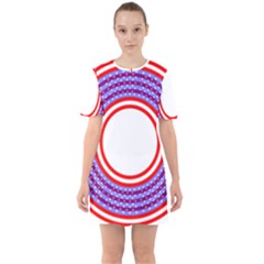 Stars Stripes Circle Red Blue Space Round Sixties Short Sleeve Mini Dress by Mariart