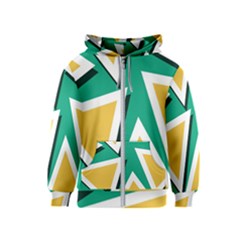 Triangles Texture Shape Art Green Yellow Kids  Zipper Hoodie by Mariart