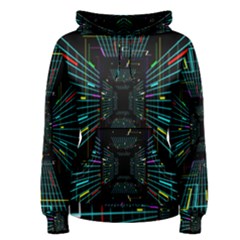 Seamless 3d Animation Digital Futuristic Tunnel Path Color Changing Geometric Electrical Line Zoomin Women s Pullover Hoodie by Mariart