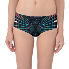 Seamless 3d Animation Digital Futuristic Tunnel Path Color Changing Geometric Electrical Line Zoomin Mid-waist Bikini Bottoms by Mariart