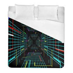 Seamless 3d Animation Digital Futuristic Tunnel Path Color Changing Geometric Electrical Line Zoomin Duvet Cover (full/ Double Size) by Mariart