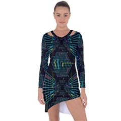 Seamless 3d Animation Digital Futuristic Tunnel Path Color Changing Geometric Electrical Line Zoomin Asymmetric Cut-out Shift Dress