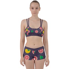 Wild Textures Grapefruits Pattern Lime Orange Women s Sports Set