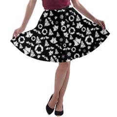 Xmas Pattern A-line Skater Skirt by Valentinaart