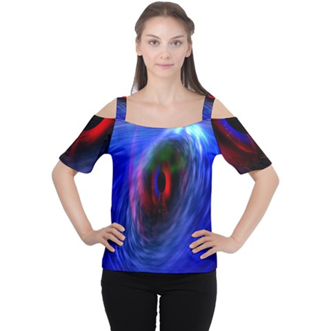 Black Hole Blue Space Galaxy Cutout Shoulder Tee by Mariart