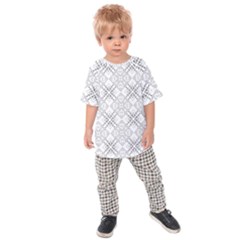 Background Pattern Diagonal Plaid Black Line Kids Raglan Tee