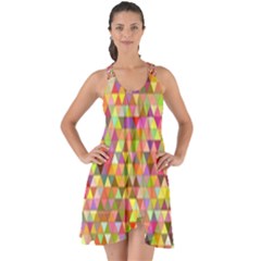 Multicolored Mixcolor Geometric Pattern Show Some Back Chiffon Dress