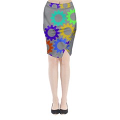 Gear Transmission Options Settings Midi Wrap Pencil Skirt by Nexatart