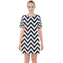 Wave Background Fashion Sixties Short Sleeve Mini Dress by Nexatart