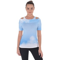 Sky Cloud Blue Texture Short Sleeve Top