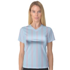 Bleu Pink Line Vertical V-neck Sport Mesh Tee