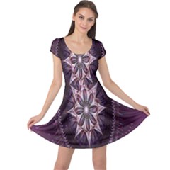 Flower Twirl Star Space Purple Cap Sleeve Dress by Mariart