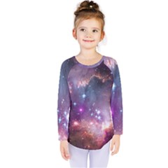 Galaxy Space Star Light Purple Kids  Long Sleeve Tee