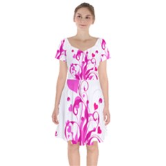 Heart Flourish Pink Valentine Short Sleeve Bardot Dress by Mariart