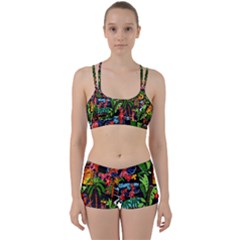 Hawaiian Girls Black Flower Floral Summer Women s Sports Set by Mariart