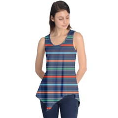 Horizontal Line Blue Green Sleeveless Tunic by Mariart