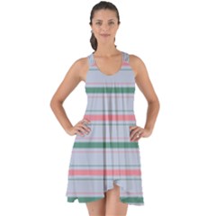 Horizontal Line Green Pink Gray Show Some Back Chiffon Dress