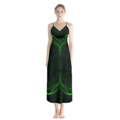 Green Foam Waves Polygon Animation Kaleida Motion Button Up Chiffon Maxi Dress by Mariart