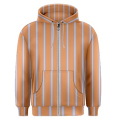 Rayures Bleu Orange Men s Zipper Hoodie by Mariart