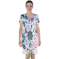 Prismatic Psychedelic Floral Heart Background Short Sleeve Nightdress by Mariart