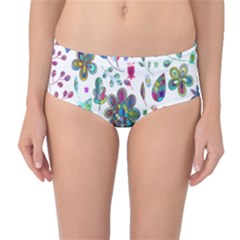 Prismatic Psychedelic Floral Heart Background Mid-waist Bikini Bottoms by Mariart