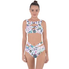 Prismatic Psychedelic Floral Heart Background Bandaged Up Bikini Set  by Mariart