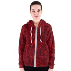 Simulation Red Water Waves Light Women s Zipper Hoodie by Mariart