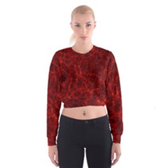 Simulation Red Water Waves Light Cropped Sweatshirt by Mariart