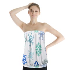 Snowflakes Blue Green Star Strapless Top by Mariart