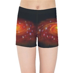 Space Galaxy Black Sun Kids Sports Shorts