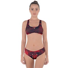 Wonderful Elegant Decoative Heart With Flowers On The Background Criss Cross Bikini Set by FantasyWorld7