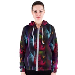 Beautiful Butterflies Rainbow Space Women s Zipper Hoodie by Mariart