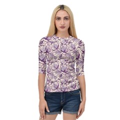 Vegetable Cabbage Purple Flower Quarter Sleeve Raglan Tee