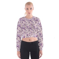 Vegetable Cabbage Purple Flower Cropped Sweatshirt by Mariart