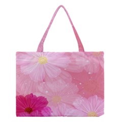 Cosmos Flower Floral Sunflower Star Pink Frame Medium Tote Bag by Mariart