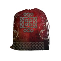 The Celtic Knot With Floral Elements Drawstring Pouches (extra Large) by FantasyWorld7