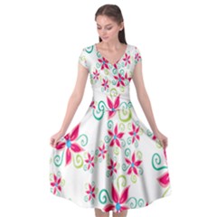 Flower Beauty Sexy Rainbow Sunflower Pink Green Blue Cap Sleeve Wrap Front Dress by Mariart