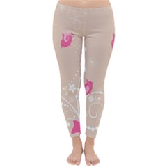 Flower Bird Love Pink Heart Valentine Animals Star Classic Winter Leggings by Mariart