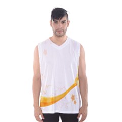 Flower Floral Yellow Sunflower Star Leaf Line Men s Basketball Tank Top by Mariart