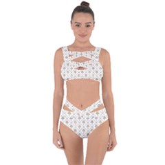 Flower Leaf Gold Bandaged Up Bikini Set 