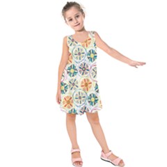 Flower Rainbow Fan Sunflower Circle Sexy Kids  Sleeveless Dress