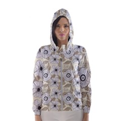 Flower Rose Sunflower Gray Star Hooded Wind Breaker (women) by Mariart