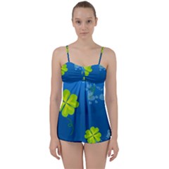 Flower Shamrock Green Blue Sexy Babydoll Tankini Set by Mariart