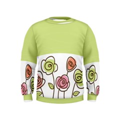 Flower Simple Green Rose Sunflower Sexy Kids  Sweatshirt by Mariart