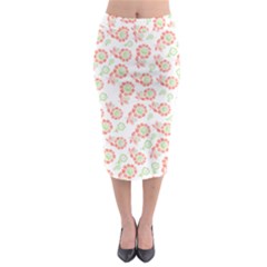 Flower Rose Red Green Sunflower Star Midi Pencil Skirt by Mariart