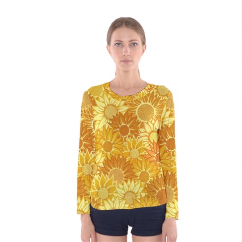 Flower Sunflower Floral Beauty Sexy Women s Long Sleeve Tee by Mariart