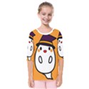 Halloween Ghost Orange Kids  Quarter Sleeve Raglan Tee View1